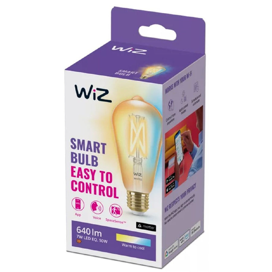 Philips WiZ Lighting WIZ018722 - WiZ Amber Filament WiFi+BLE 50W ST64 E27 920-50 Bulb