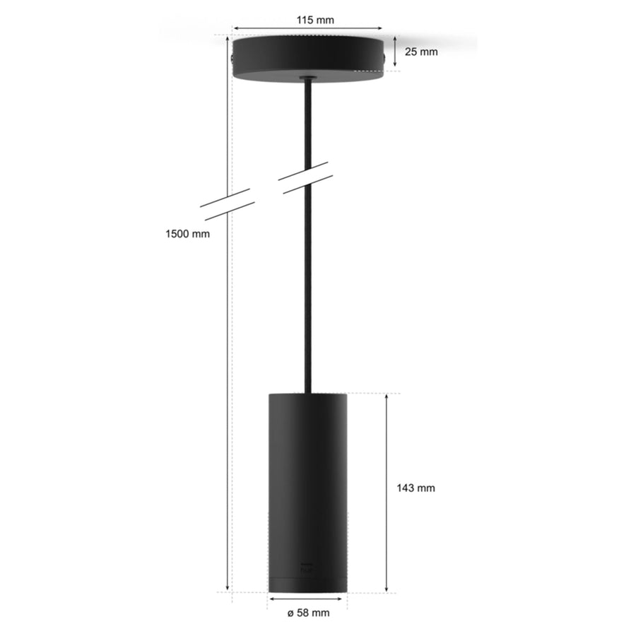 HUE152102 - Philips Hue Lightguide Pendant Cord – Black