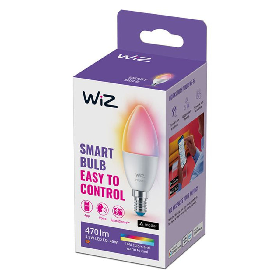 Philips WiZ Lighting WIZ448822 - WiZ Wi-Fi Colour 40W E14 C37 Candle Bulb
