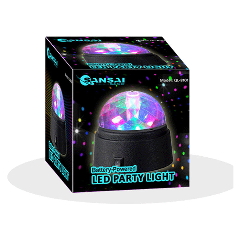 Sansai QL-8101 LED Crystal Ball Disco Light Battery Powered Mini LED Party Disco Light Spinning Rotating Indoor 9cm