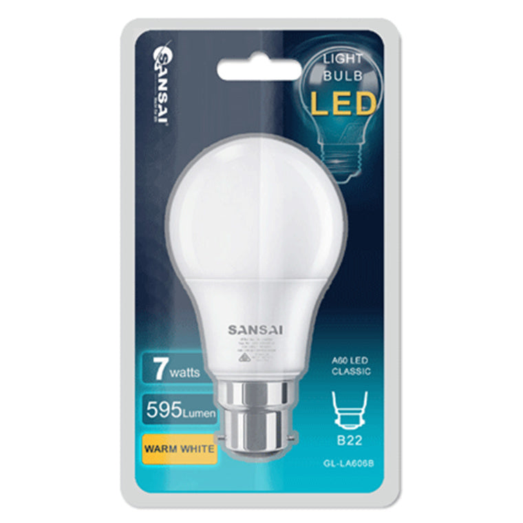 Sansai GL-LA606B LED Bulb A60-7W-B22-Warm White