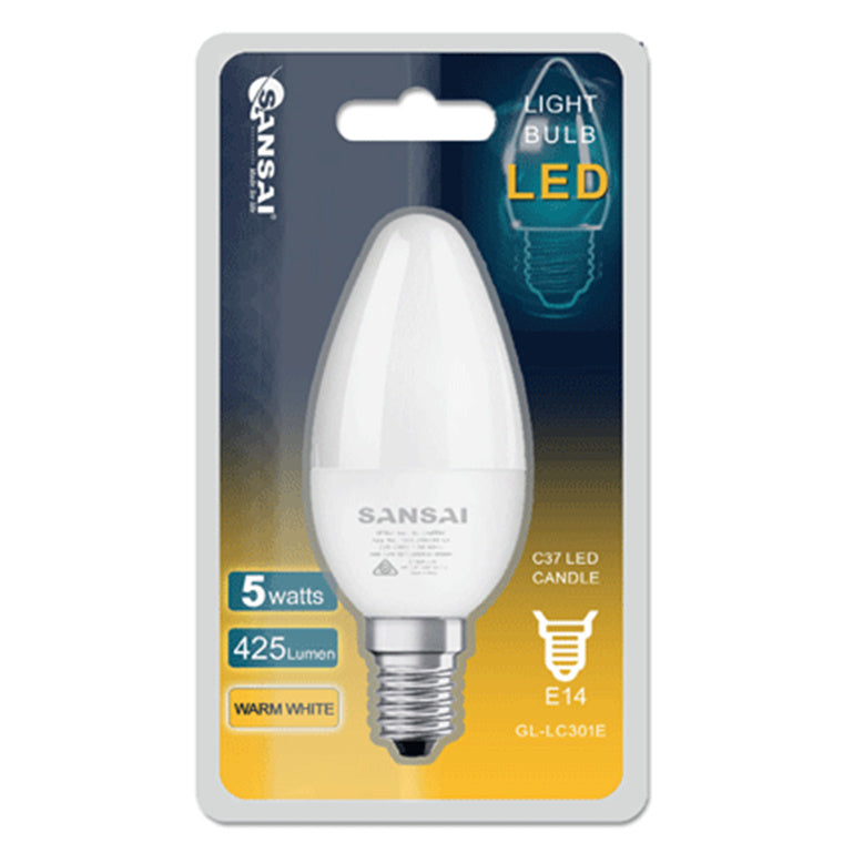 Sansai GL-LC301E C37-5W-E14-Warm White E14 Edison Screw Bulb