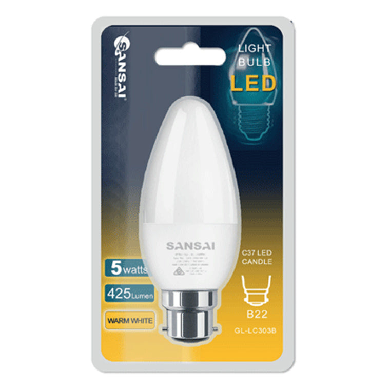 Sansai GL-LC303B LED Bulb C37-5W-B22-Warm White