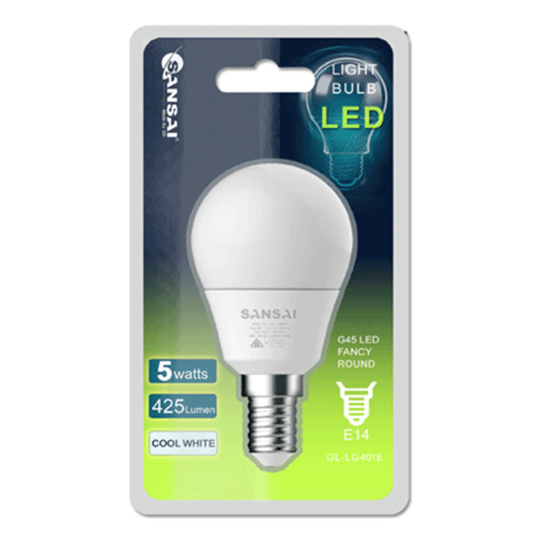 Sansai GL-LG401E G45-5W-E14-Daylight Edison Screw LED Bulb