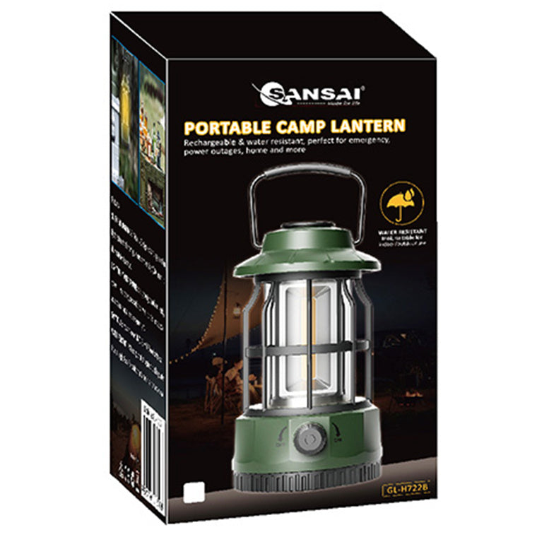 Sansai GL-H722B 1500mAh  Rechargeable Portable Camp Lantern with water resistant, perfect for Hurricane, Emergency, Power Outages,