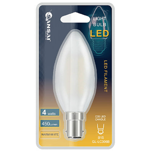 Sansai GL-LC306B LED Bulb C37-4W-B15-Warm White