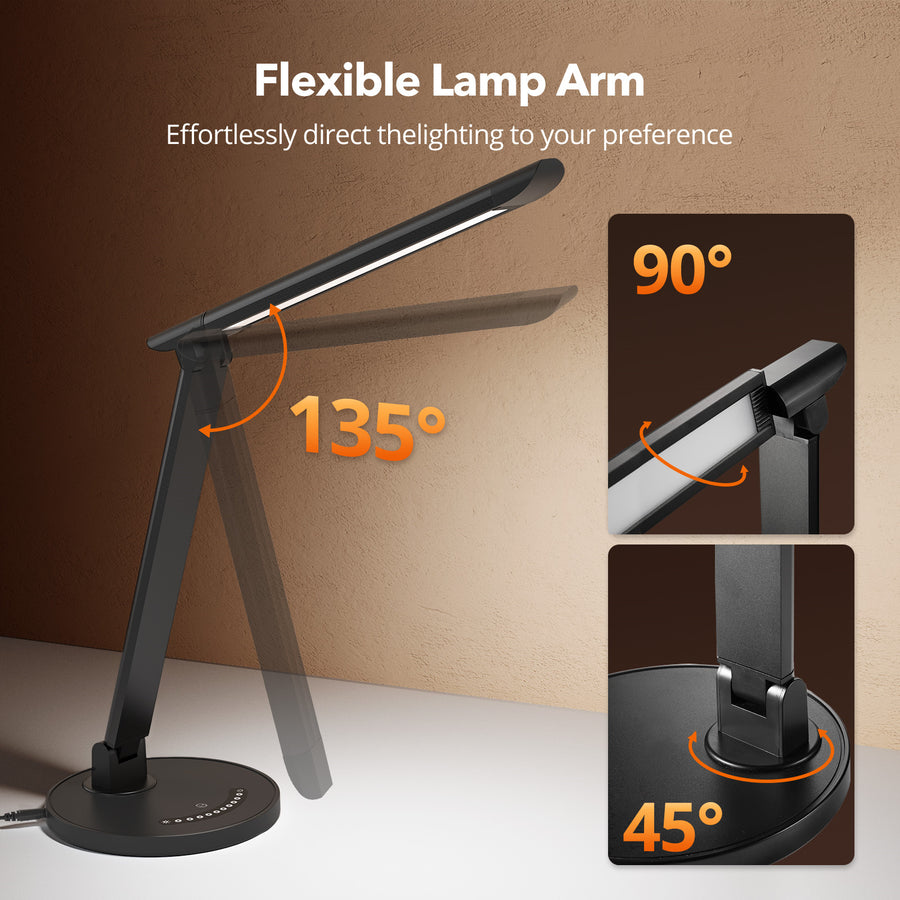 Taotronics TT-DL13 LED Desk Lamp (Black) Brightness: 510lm, Color Temperature: 2700K-6000K with one USB Output Port: DC 5V,1A