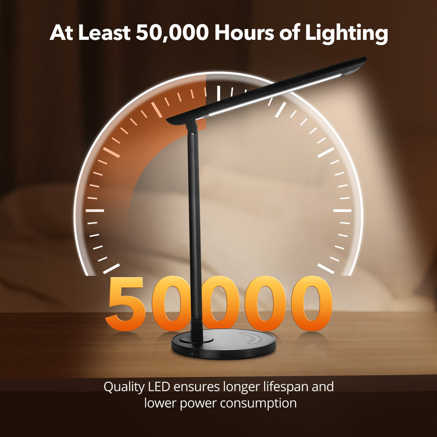 Taotronics TT-DL13 LED Desk Lamp (Black) Brightness: 510lm, Color Temperature: 2700K-6000K with one USB Output Port: DC 5V,1A