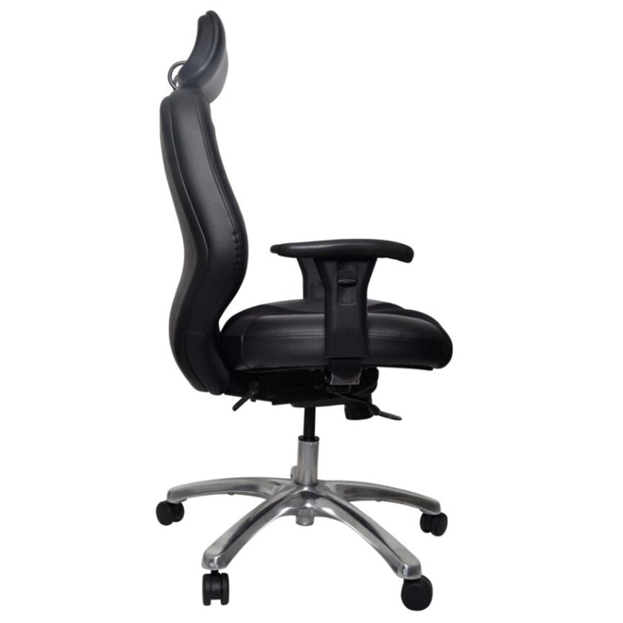 BURO 124-LM3 Everest Executive Chair - Leather & Mesh - Black - Adjustable Seat Height - Synchronised Seat and Backrest Angle with Locking Adjustments - Height & Width Adjustable Arms - Height Adjustable Headrest