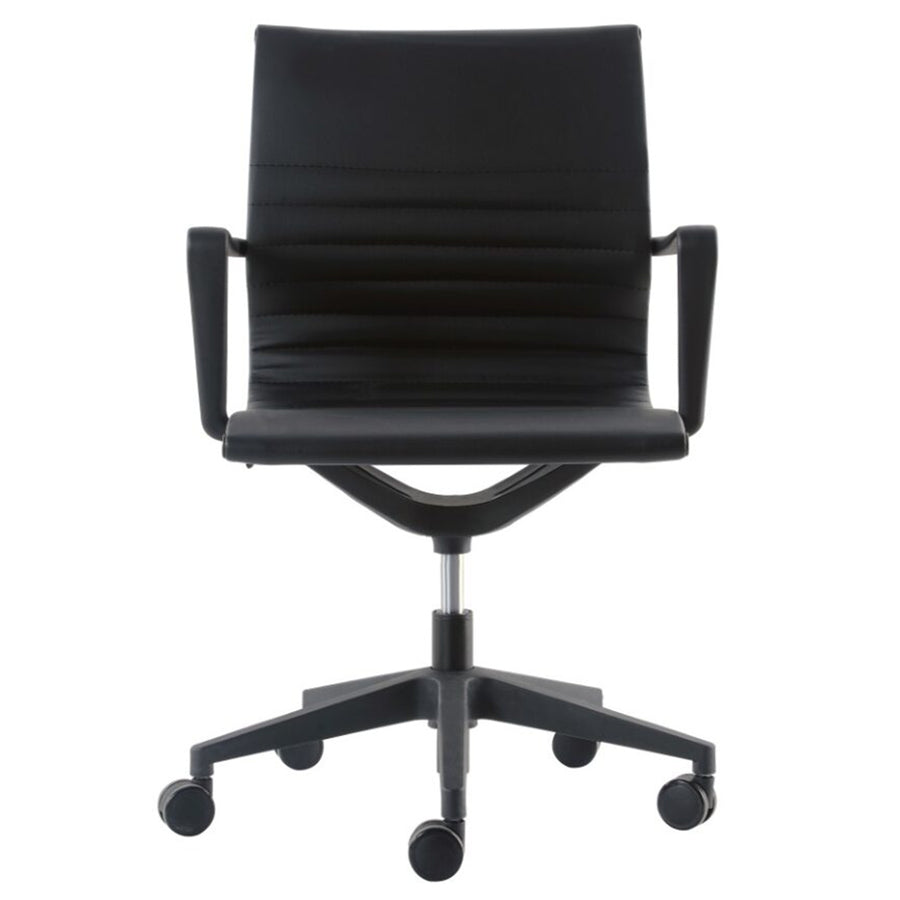 136-PU3 - BURO DIABLO CHAIR W/ FIXED ARMS BLK PU