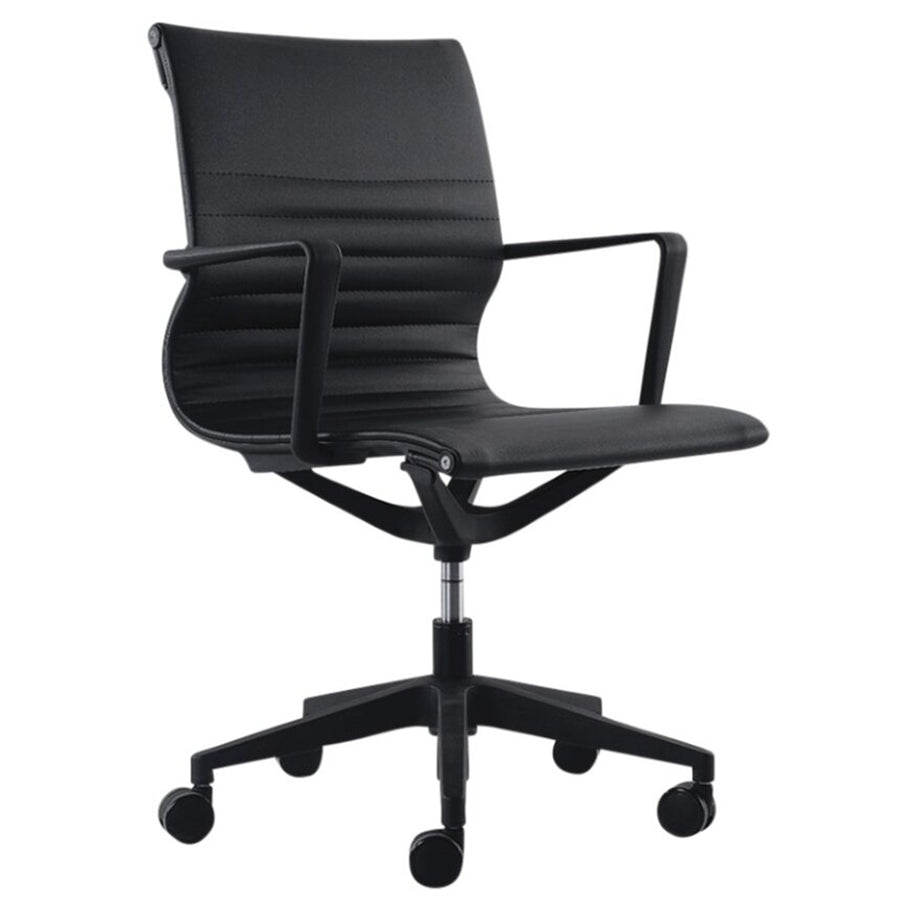 136-PU3 - BURO DIABLO CHAIR W/ FIXED ARMS BLK PU