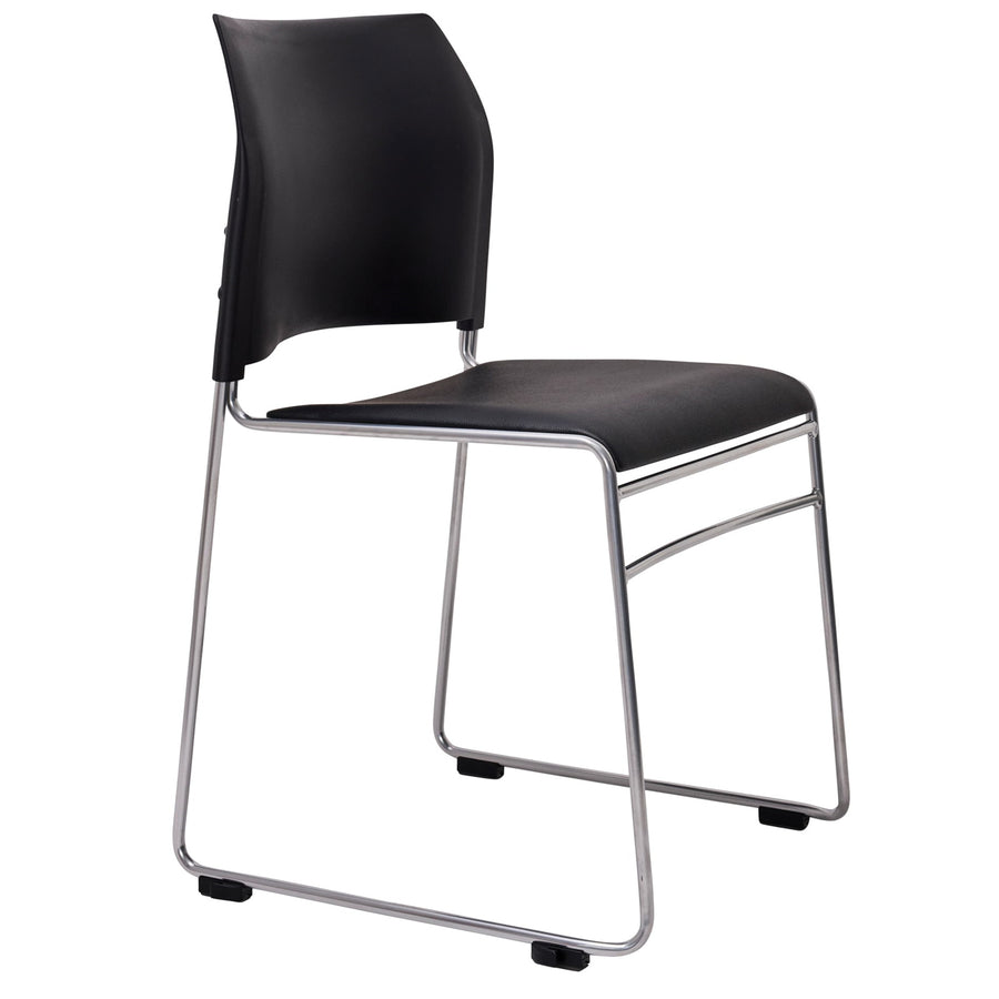 520-RS-3 - BURO MAXIM CHAIR PP BLACK / BLACK VNL & FRAME R/SILVER