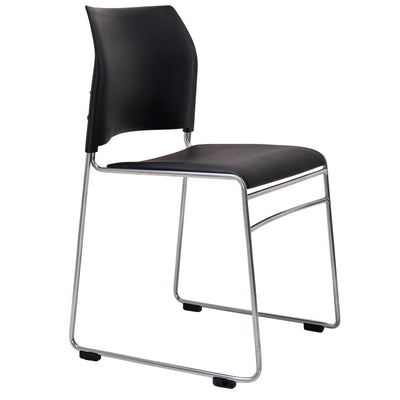 520-RS-3 - BURO MAXIM CHAIR PP BLACK / BLACK VNL & FRAME R/SILVER