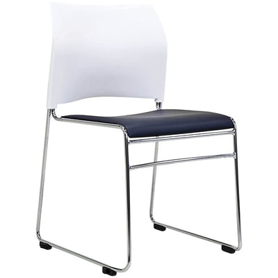 520-RS-0 - BURO MAXIM CHAIR PP WHITE / BLACK VNL & FRAME R/SILVER