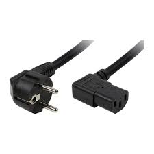 RackPower CM0SC200-PBSL - Schuko bottom entry plug to 10A C13 IEC left angle socket on 2m 0.75mm2 black lead