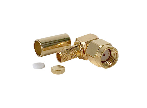 C-SMA11-195-RA - RP-SMA Male Right Angle Crimp Connector for LMR195/RG58