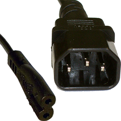 RackPower IEC C14 plug to C7 IEC Figure 8 socket on 1m 0.75mm2 Black lead.