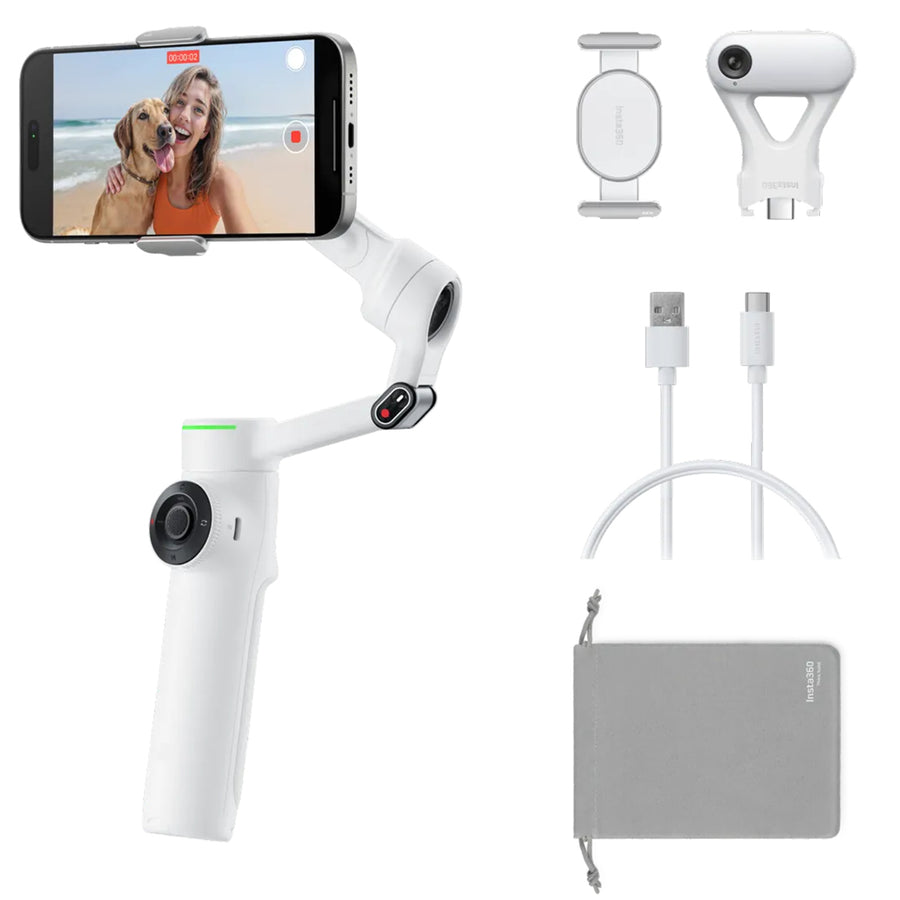 Insta360 Flow 2 Pro Smartphone Gimbal Stabilizer AI Tracker Bundle (Summit White)