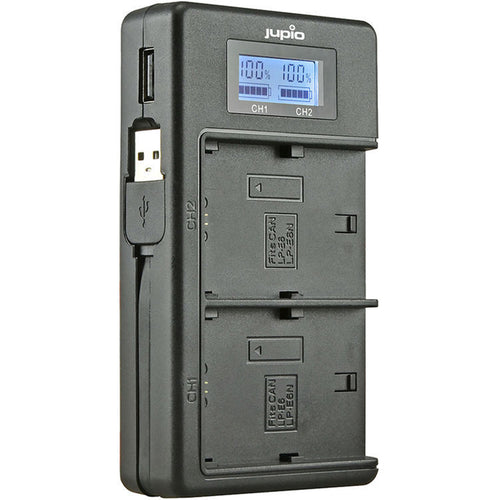 JUPIO USB DEDICATED DUO CHARGER WITH LCD FOR CANON LP-E6/LP-E6N BATTERIES