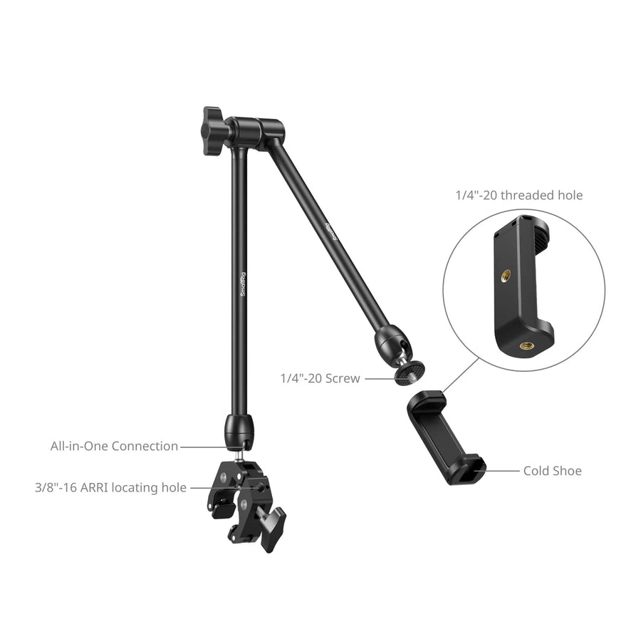 SmallRig Desktop Magic Arm with Crab-Shaped Clamp Kit (Basic Version) Integrated Joint Design: Effectively prevents deflection for secure equipment operation