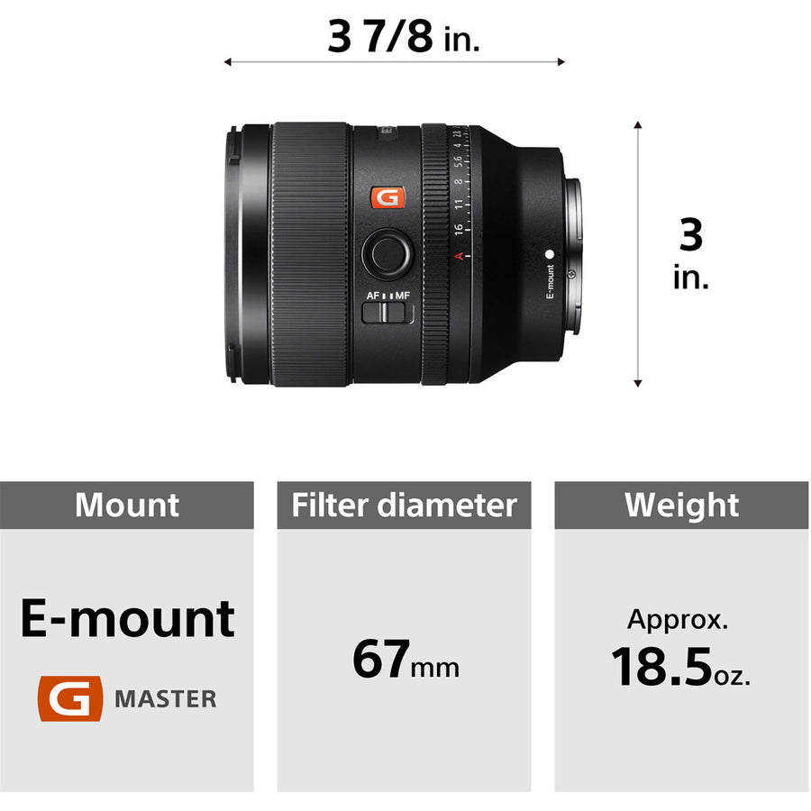 SEL35F14GM - Sony Alpha SEL35F14GM 35mm F1.4 G Master prime Lens