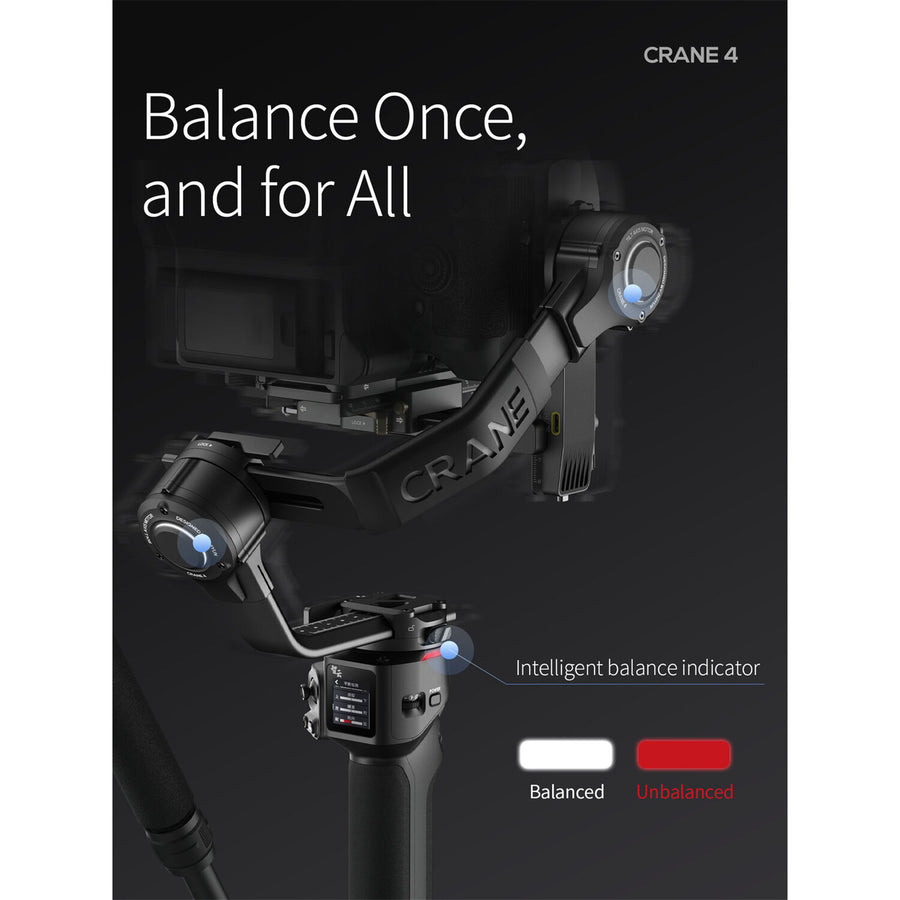 ZHIYUN Remanufactured  CRANE 4 3-Axis Handheld Gimbal Stabilizer Combo Kit /PB 6 mths warranty