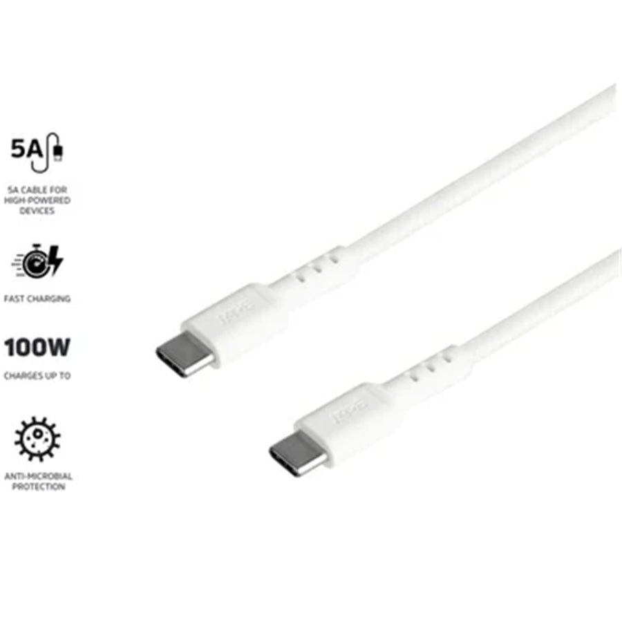 3S-2586 - 3sixT Tough USB-C to USB-C 5A Cable 1.2m - White