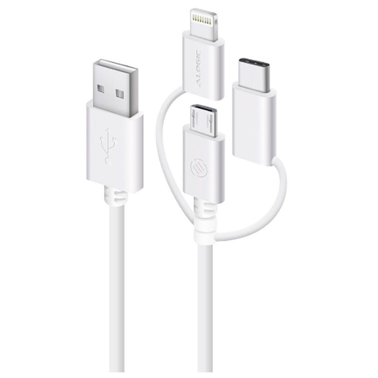 ALOGIC U28P3T1-030WH – 30 CM 3-IN-1 LADE- UND SYNCHRONISIERUNGSKABEL – WEISS