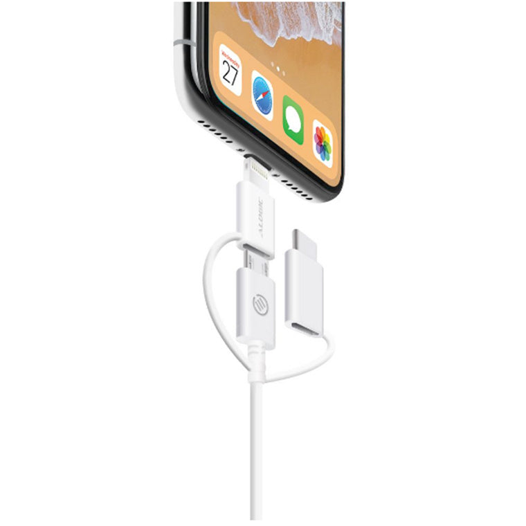 ALOGIC U28P3T1-030WH – 30 CM 3-IN-1 LADE- UND SYNCHRONISIERUNGSKABEL – WEISS