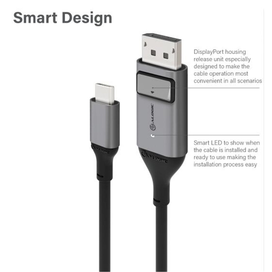 Alogic Ultra ULCDP01-SGR USB-C auf DisplayPort Kabel - 1m - Space Grey
