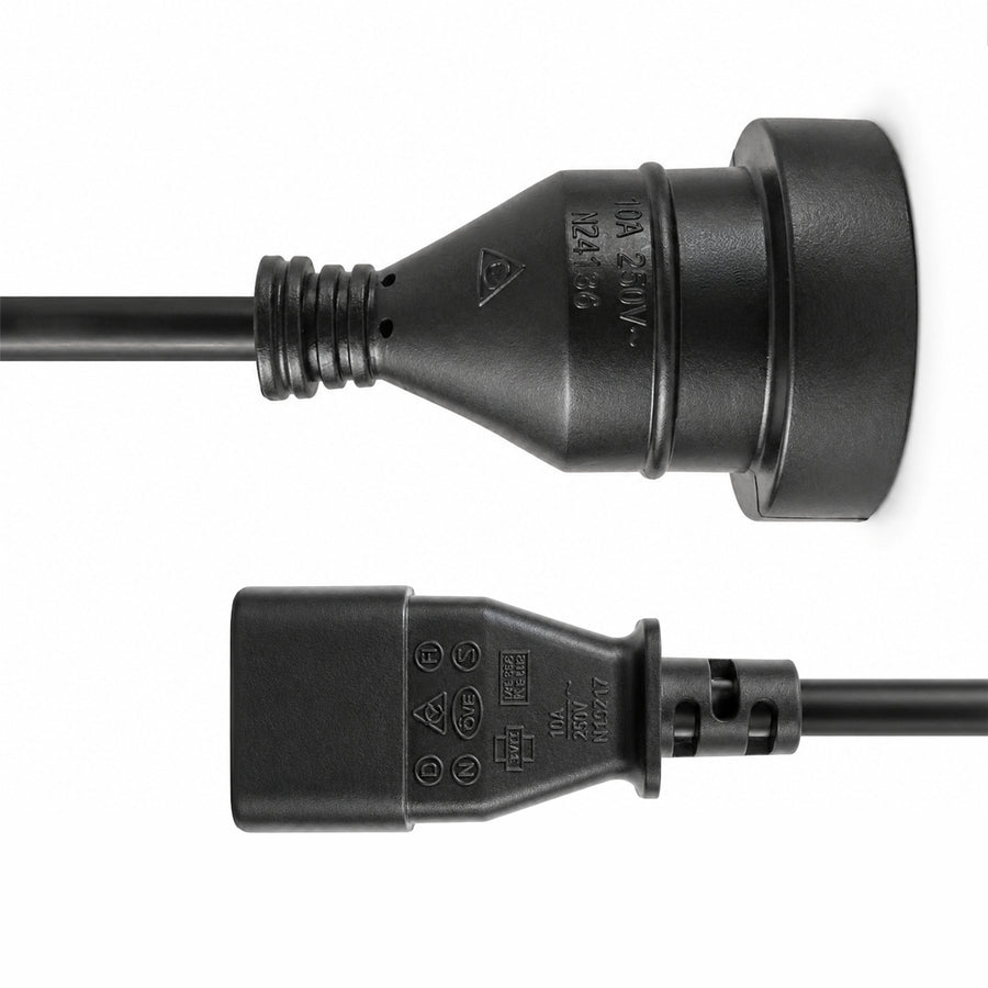 DYNAMIX C-POWERUPS - 0.5m 3-Pin Socket to IEC C14 Male Connector. 10A. Power Cord.