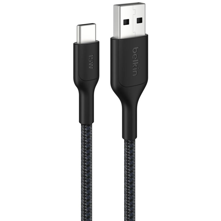 Belkin BoostCharge USB-A auf USB-C 2.0, geflochtenes PCR-Kabel – 1 m – Schwarz