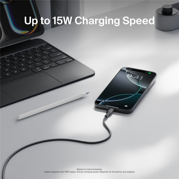 Belkin BoostCharge USB-A auf USB-C 2.0, geflochtenes PCR-Kabel – 1 m – Schwarz