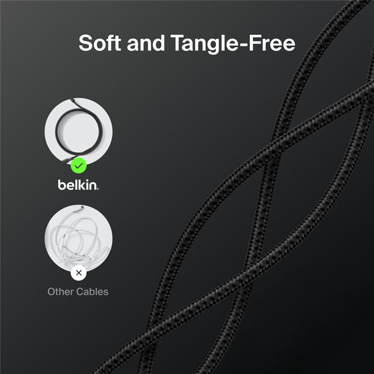 Belkin 240W Braided USB-C Cable - 2m - Black
