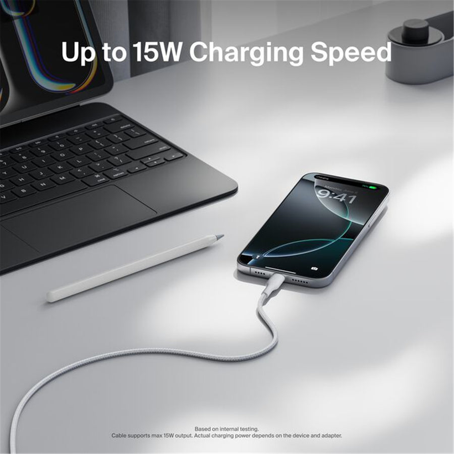Belkin BoostCharge Braided USB-A to USB-C 2.0 Cable - 1m - White