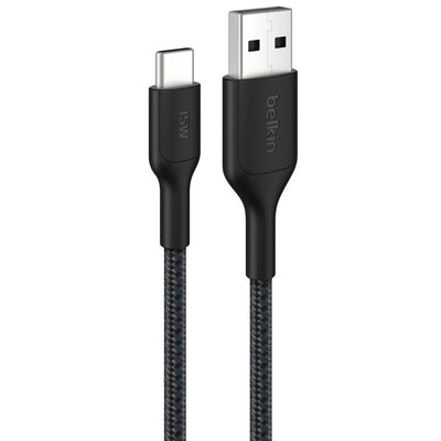 Belkin BoostCharge USB-A auf USB-C 2.0, geflochtenes PCR-Kabel – 2 m – Schwarz