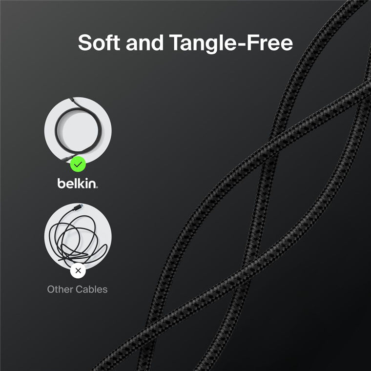 Belkin BoostCharge USB-A auf USB-C 2.0, geflochtenes PCR-Kabel – 2 m – Schwarz
