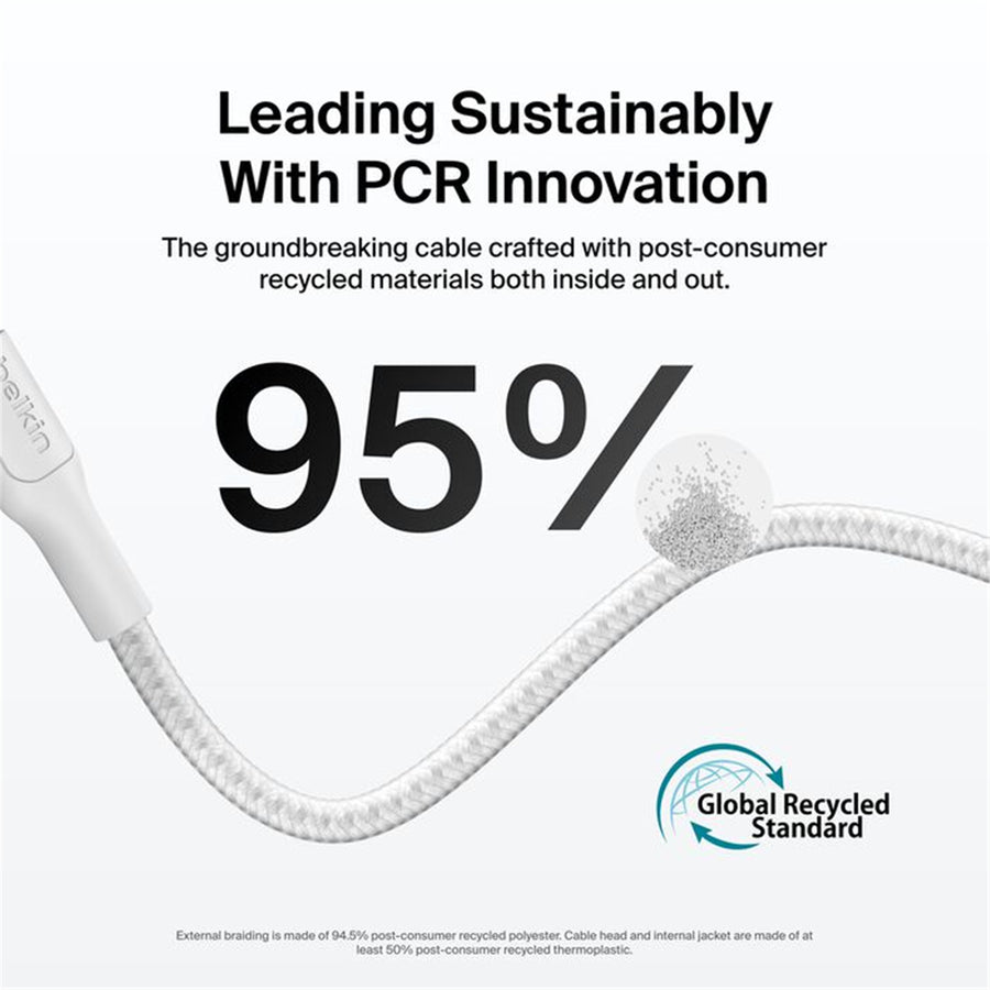 Belkin BoostCharge Braided USB-A to USB-C 2.0 Cable - 2m - White
