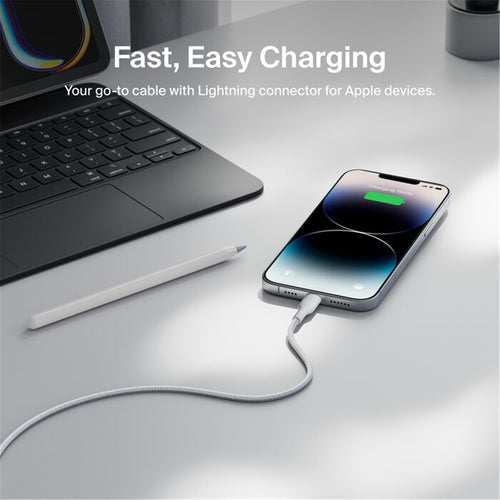 Belkin BoostCharge Pro geflochtenes Lightning-auf-USB-A-Kabel – 2M ( Weiß )