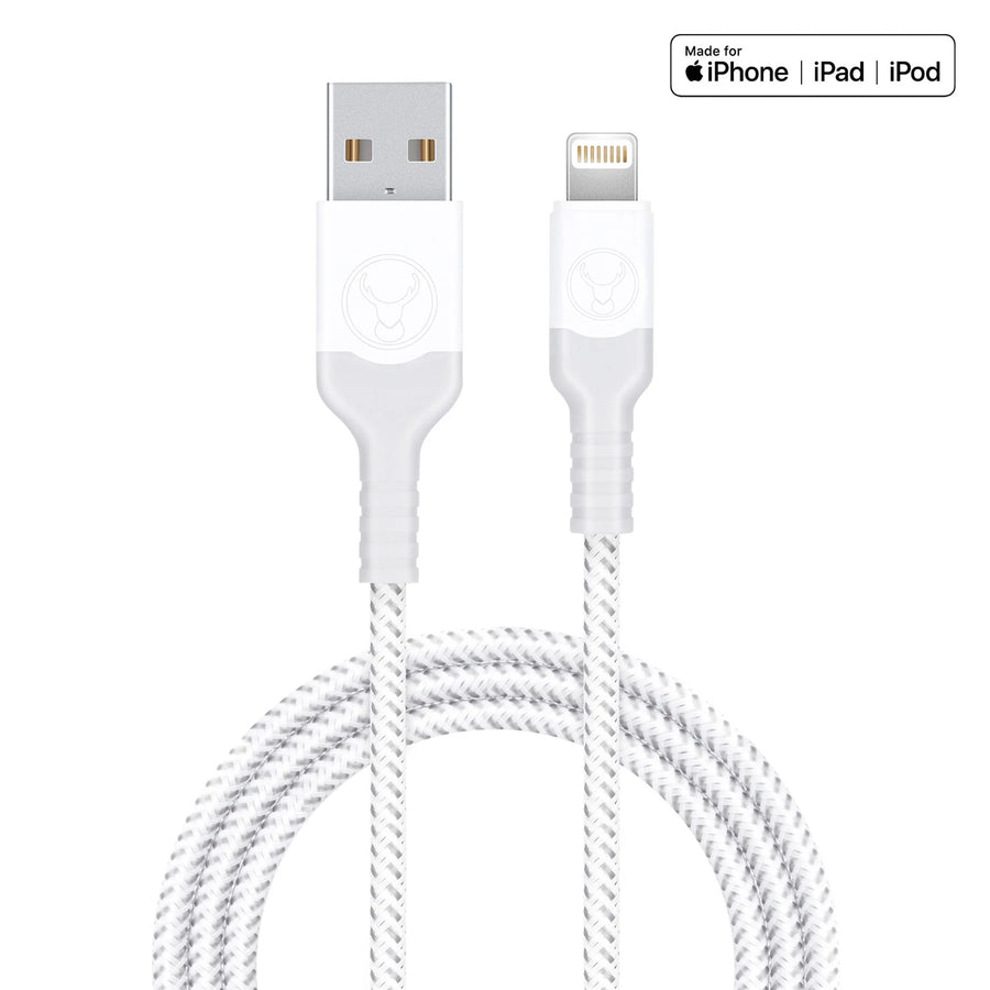 Bonelk Long-Life USB-A to Lightning Cable - 2m - White - Grey