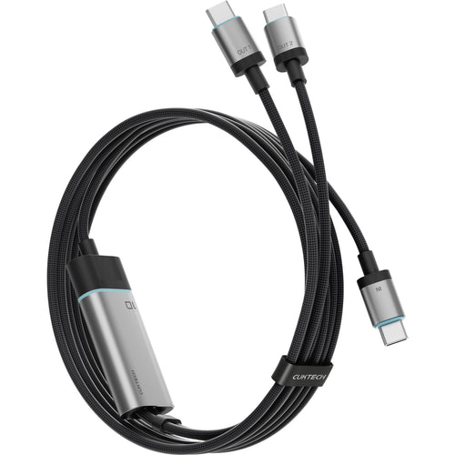 CUKTECH 100W 5A 1.35m USB-C to 2 USB-Cs Fast Charging Braided Cable - Black-