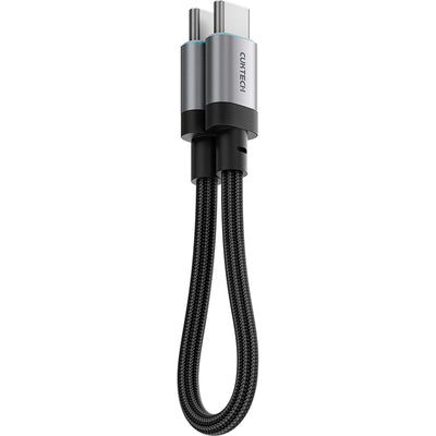 CUKTECH 240W 6A 15cm USB-C to USB-C Magnetic Ports Fast Charging Braided Cable - Black -