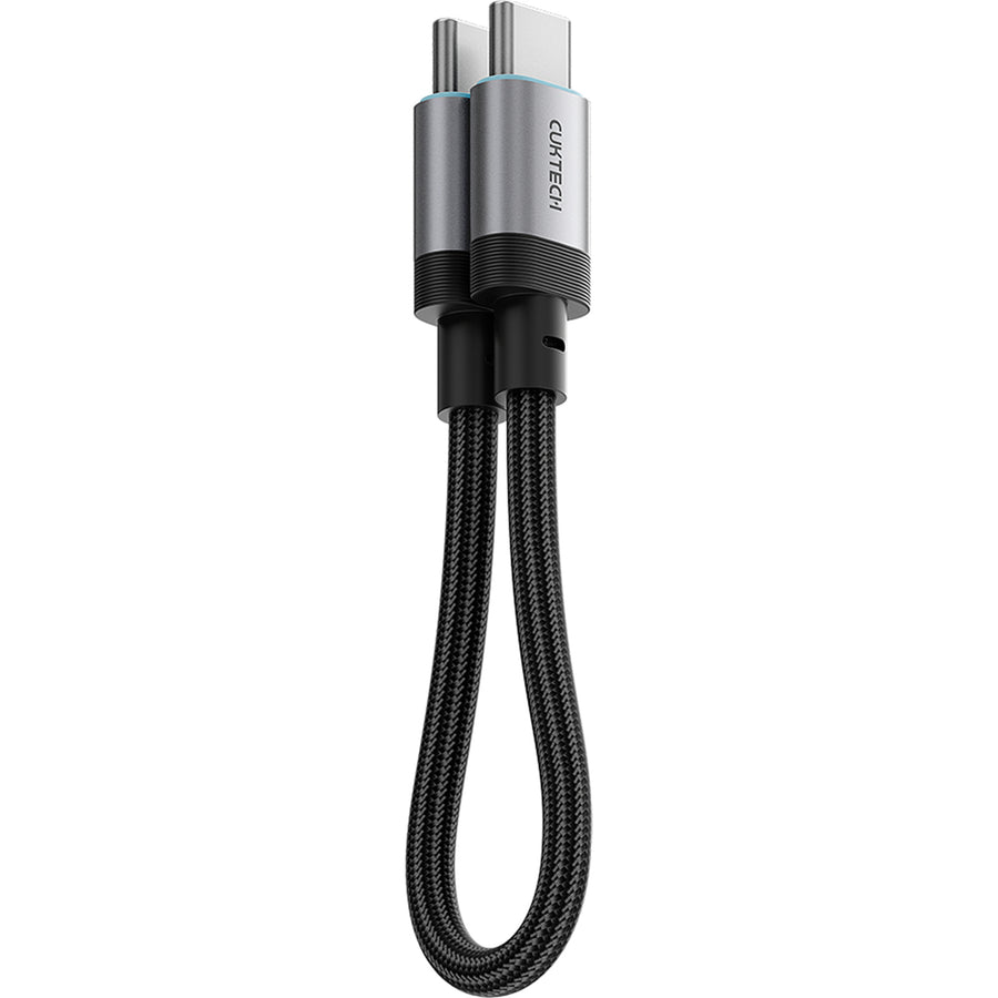 CUKTECH 240W 6A 15cm USB-C to USB-C Magnetic Ports Fast Charging Braided Cable - Black -