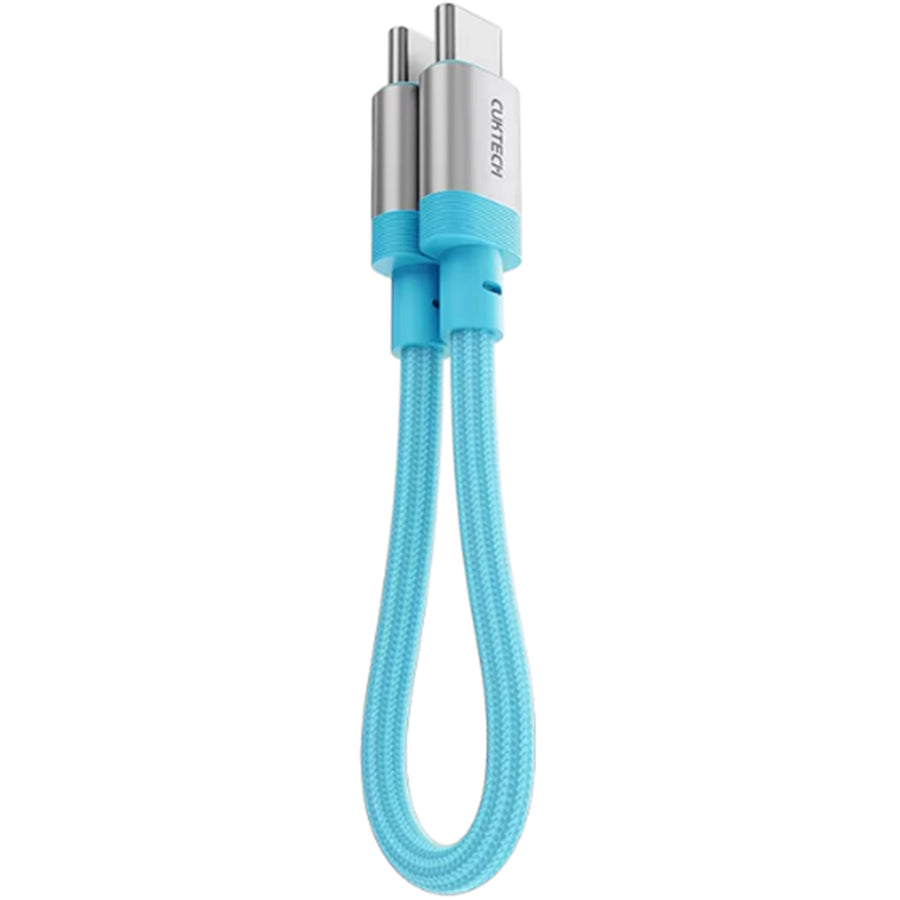 CUKTECH 240W 6A 15cm USB-C to USB-C Magnetic Ports Fast Charging Braided Cable - Blue -