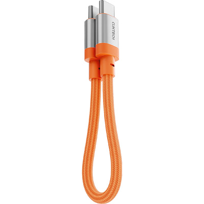 CUKTECH 240W 6A 15cm USB-C to USB-C Magnetic Ports Fast Charging Braided Cable - Orange -
