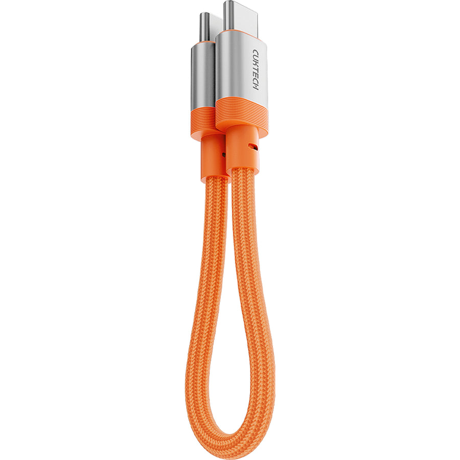 CUKTECH 240W 6A 15cm USB-C to USB-C Magnetic Ports Fast Charging Braided Cable - Orange -