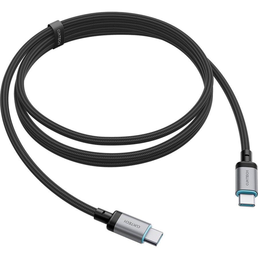 CUKTECH 240W 6A 1.5m USB-C to USB-C Fast Charging Braided Cable - Black -