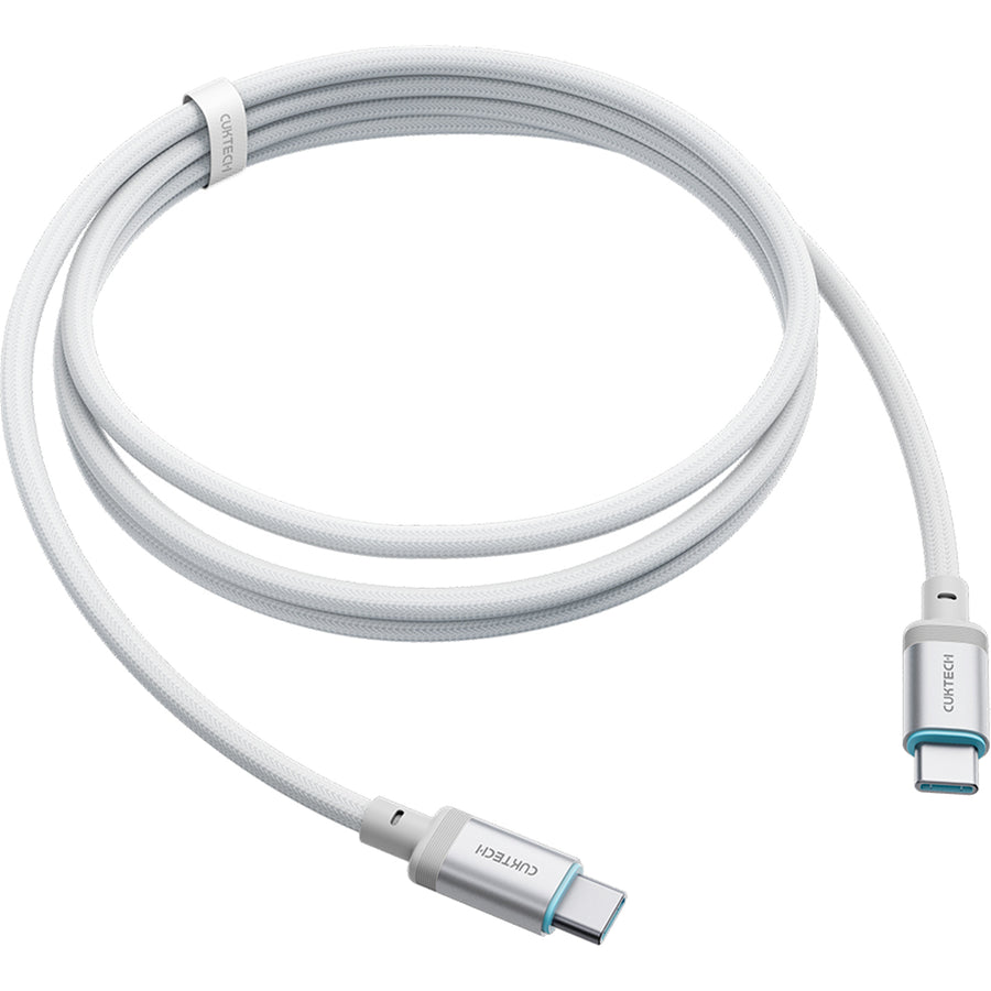 CUKTECH 240W 6A 1.5m USB-C to USB-C Fast Charging Braided Cable - White -