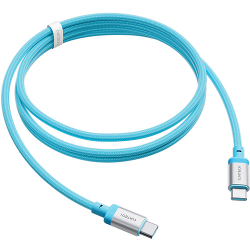 CUKTECH 240W 6A 1.5m USB-C to USB-C Fast Charging Braided Cable - Blue -