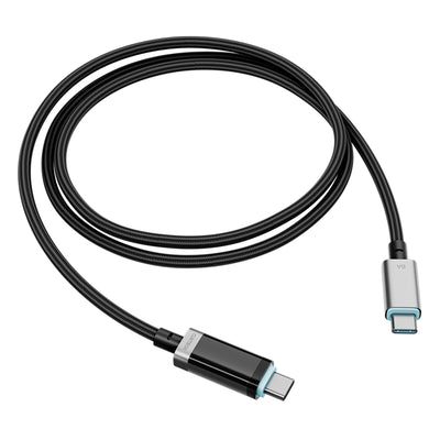 CUKTECH 240W 6A 1.5m USB-C to USB-C Digital Display Fast Charging Braided Cable - Black -